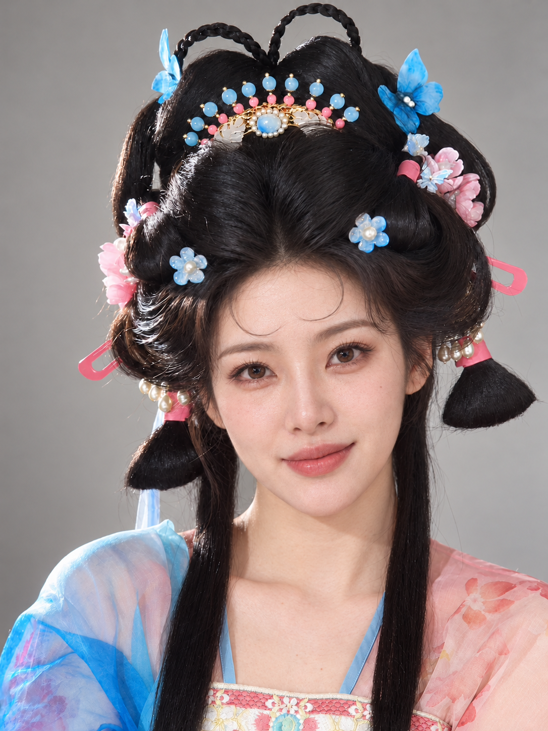 Flower Language pastel comb and clips in a styled updo