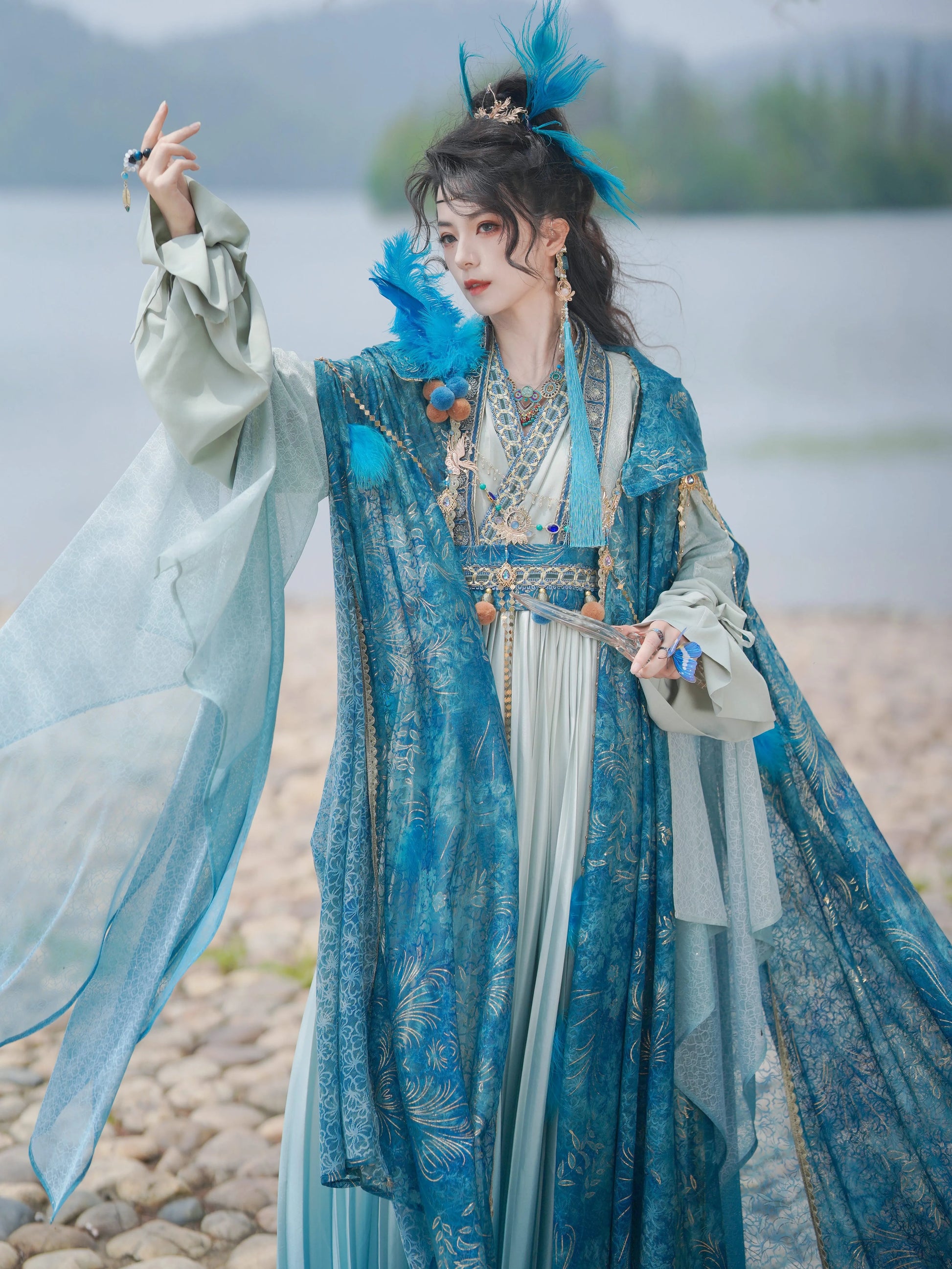 Blue traditional hanfu dress for women, inspired by the Song Dynasty style and crafted from luxurious silk. This hanfu includes a matching coat or jacket, making it perfect for winter and Chinese New Year celebrations. Ideal for occasions like graduations, cosplay events, or even as a fairy-style hanfu, this outfit combines elegance and historical charm. Available at our hanfu shop, where you can explore authentic hanfu for sale. A perfect choice for those wondering where to buy hanfu online, offering both 