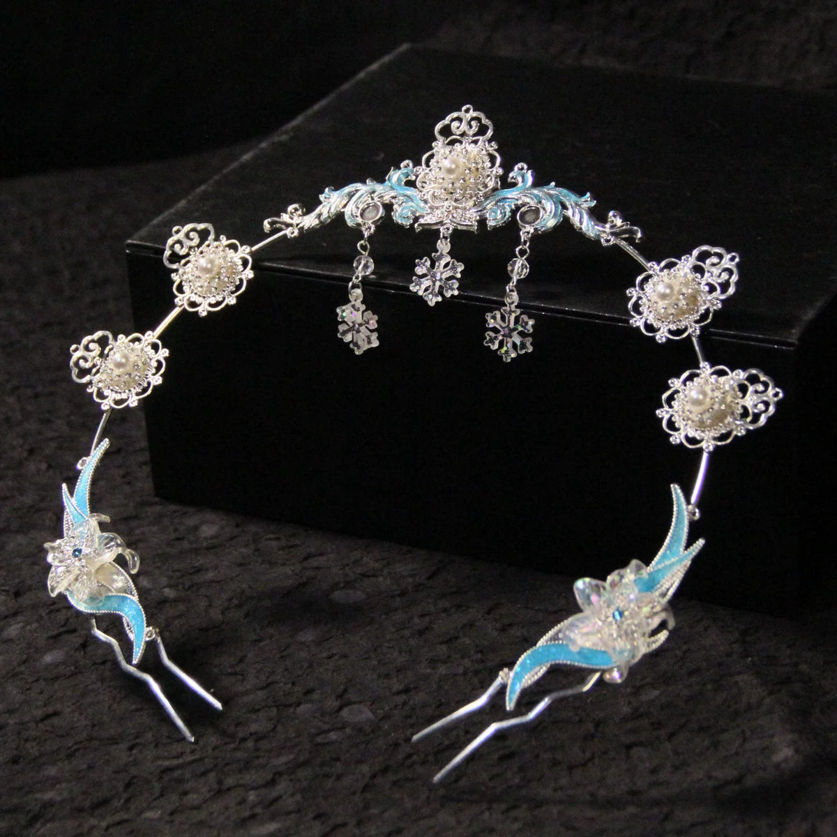 Ice Blossom halo crown with pale blue accents