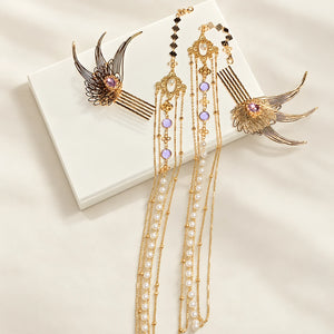 Purple long tassel side ornament