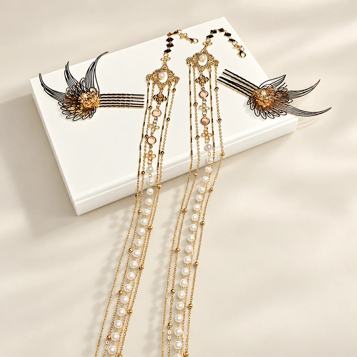 Clear long tassel side ornament