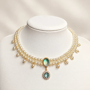 Mermaid Blue double-layer necklace