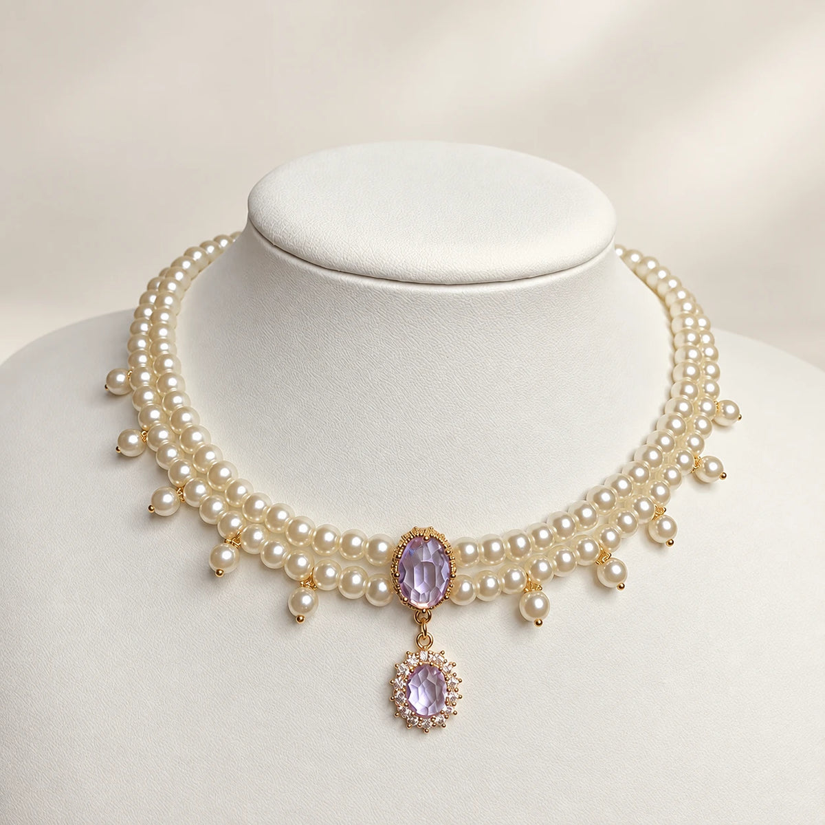 Purple double-layer necklace
