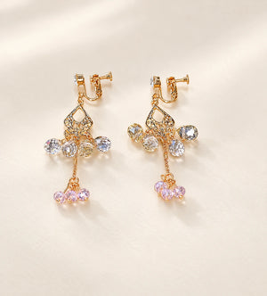 Jinwu clip-on earrings with champagne-pink drops