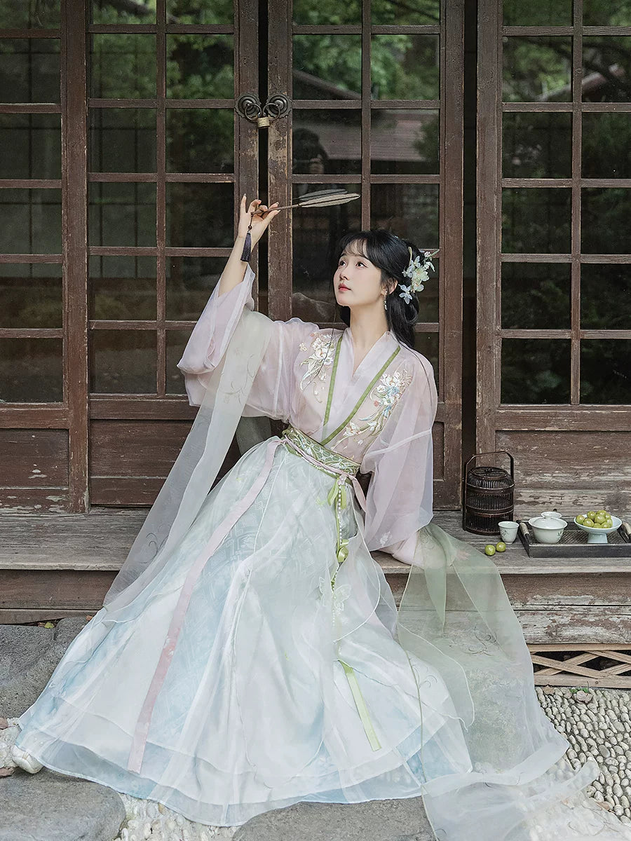 Lvping Song Dynasty Hanfu full outfit with duijin shirts and skirt