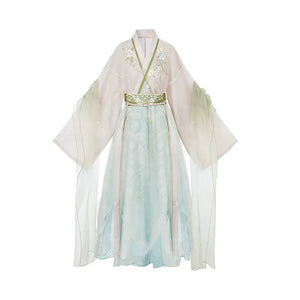 Lvping 4-piece Song Hanfu set on white background