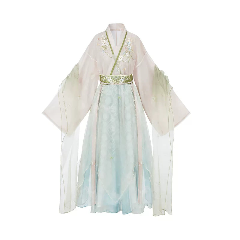 Lvping 4-piece Song Hanfu set on white background