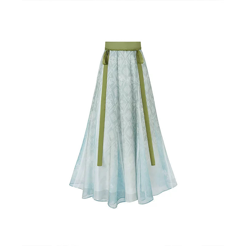 Lvping blue one-piece 9-panel skirt on white background