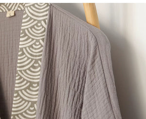 Close-up of lightweight two-layer pure cotton gauze with natural crinkle texture