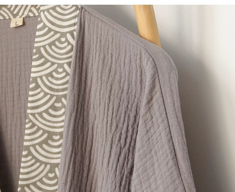 Close-up of lightweight two-layer pure cotton gauze with natural crinkle texture