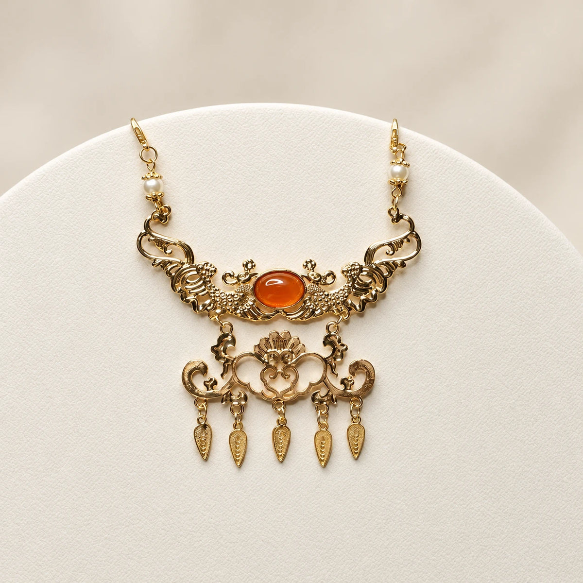 Red agate phoenix forehead ornament