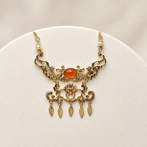 Red agate phoenix forehead ornament