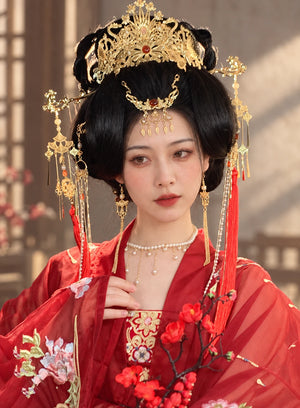 Phoenix crown and long tassels with bridal styling