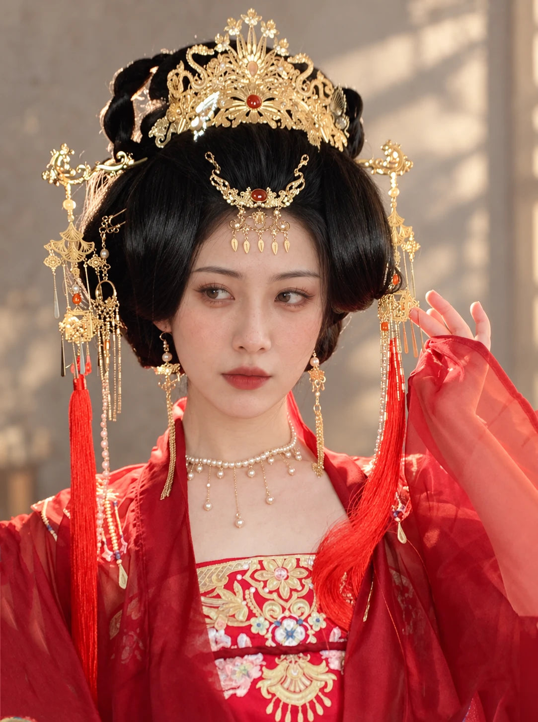 Phoenix crown and long tassels front portrait