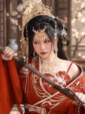 Front portrait of phoenix crown hairstyle