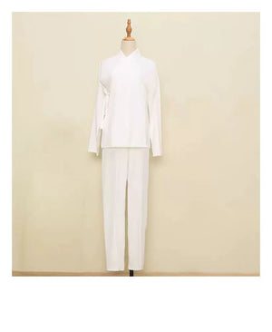 Plain white long-sleeve underlayer top and trousers for the Nanke Hanfu costume, shown on a mannequin