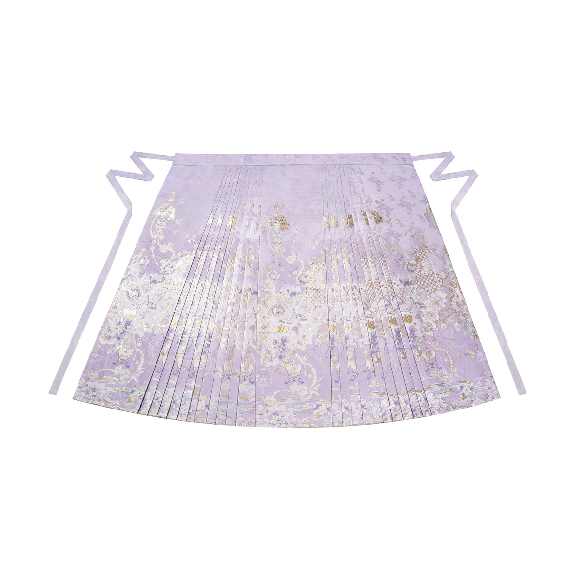 Purple butterfly brocade wrap skirt laid flat