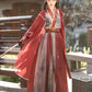 Red modern hanfu dress for women, blending traditional Song Dynasty elegance with contemporary style. Crafted from luxurious silk, this hanfu includes an optional matching coat or jacket, making it suitable for winter, casual outings, or formal occasions like graduations. Available at our online hanfu shop, offering a range of authentic hanfu for sale, this piece combines the beauty of classic Chinese clothing with modern fashion elements from top Chinese brands. Perfect for anyone looking for where to buy 