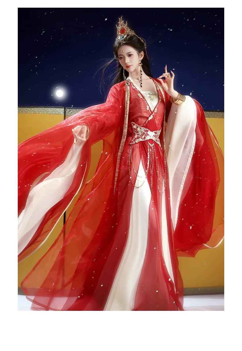 Red robe showing embroidered waist detail