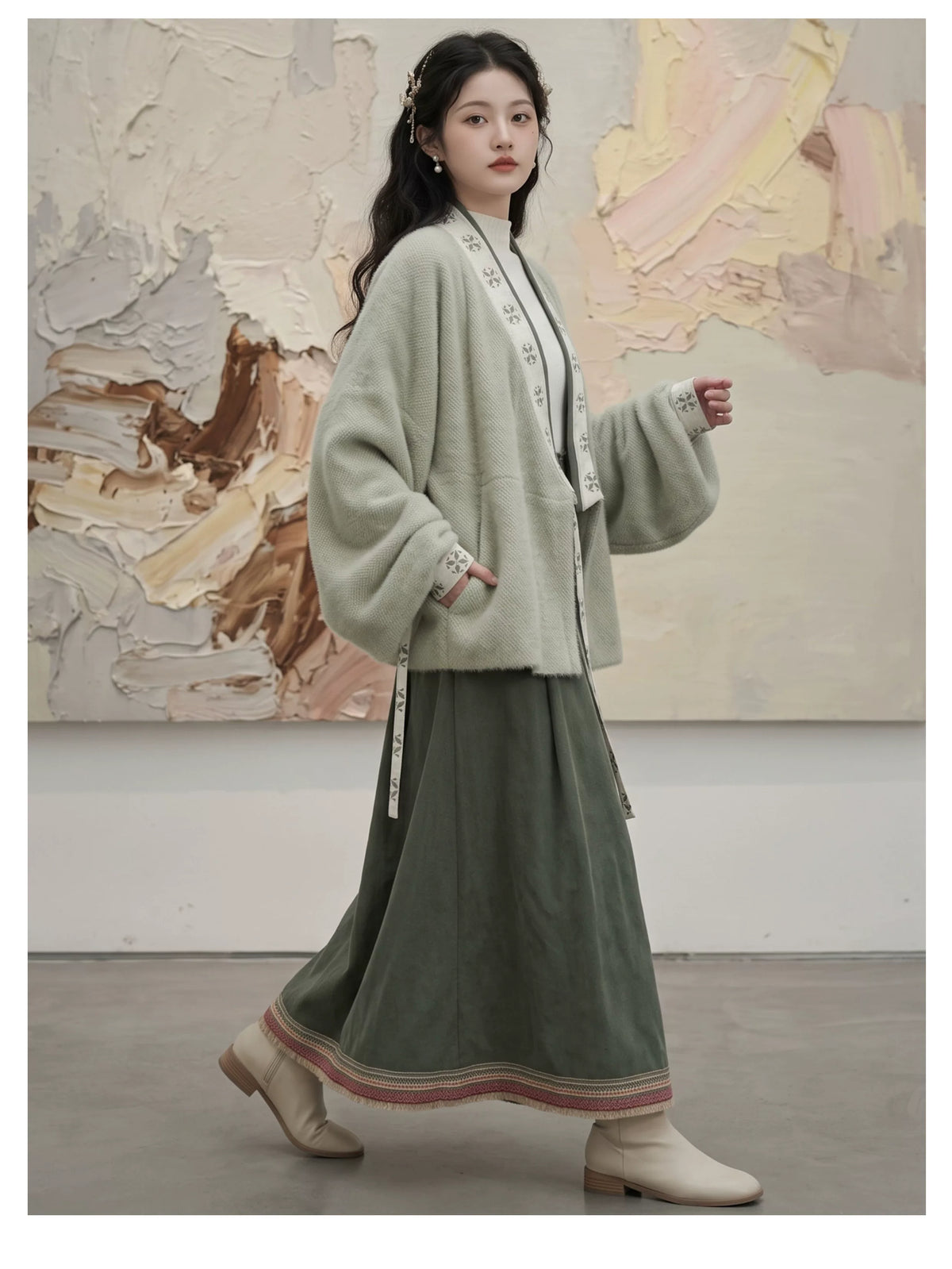 Sage Green Winter Hanfu — original product photograph 5