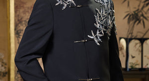 Silver bamboo detail and slim metal bar closures