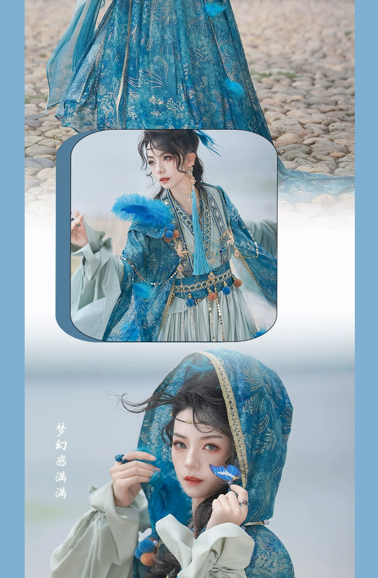 Blue traditional hanfu dress for women, inspired by the Song Dynasty style and crafted from luxurious silk. This hanfu includes a matching coat or jacket, making it perfect for winter and Chinese New Year celebrations. Ideal for occasions like graduations, cosplay events, or even as a fairy-style hanfu, this outfit combines elegance and historical charm. Available at our hanfu shop, where you can explore authentic hanfu for sale. A perfect choice for those wondering where to buy hanfu online, offering both 