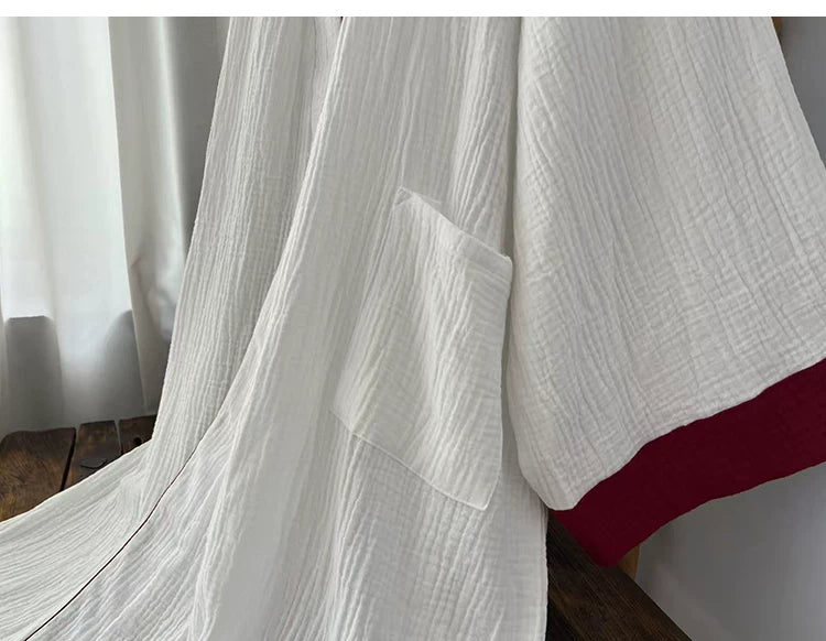 Close-up of soft naturally crinkled pure cotton gauze fabric