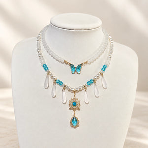 Blue matching necklace with hanging drops