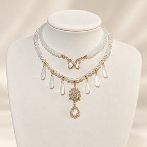 Double-layer clear-accent necklace