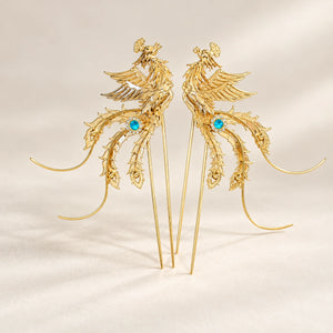 Phoenix feather shapes and long bead chains