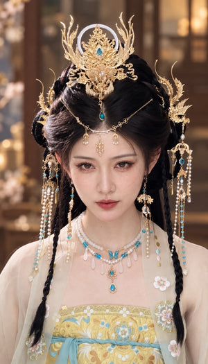 Full front view of Xianyu crown hairstyle