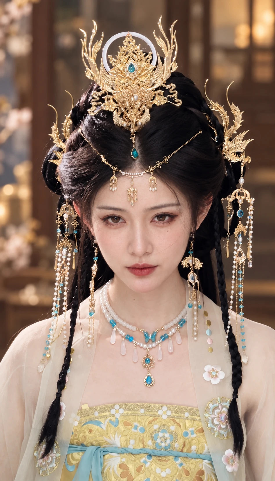 Full front view of Xianyu crown hairstyle