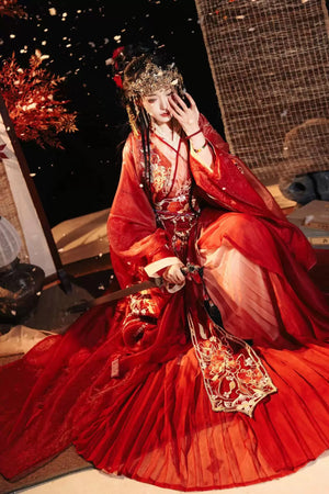 Yu Ji embroidered red Chinese historical robe product detail