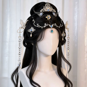 Eleven-piece hair accessory set styled on a black wig