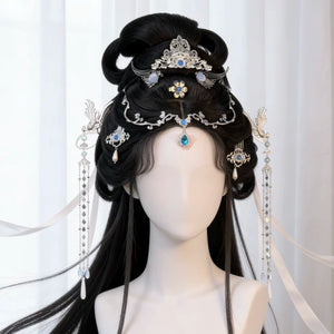 Front view of the Yueling hair ornaments with hanging beads