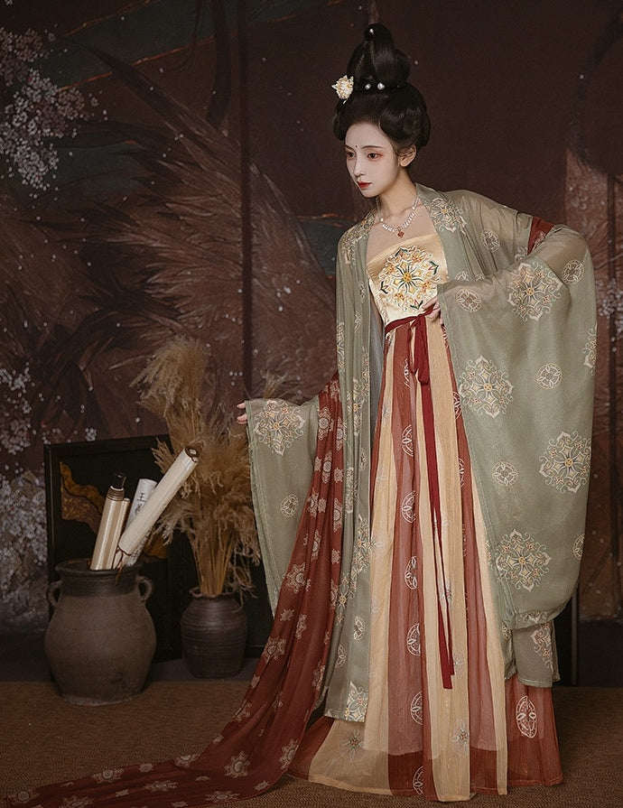 Tang Dynasty | Green\Red Hanfu Dress - Yandan_hanfu_china