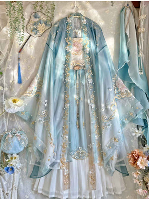 Discover blue traditional hanfu for women with elegant hanfu sleeves, intricate hanfu patterns, and layered designs. Perfect as a princess hanfu dress, fairy hanfu dress, or sexy hanfu, it’s ideal for hanfu cosplay, hanfu dance style, or casual wear. Shop plus size hanfu, hanfu skirts, and more at our trusted hanfu shop, featuring hanfu for sale from top chinese clothing brands and the best Chinese designer clothing websites.