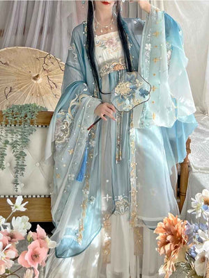 Discover blue traditional hanfu for women with elegant hanfu sleeves, intricate hanfu patterns, and layered designs. Perfect as a princess hanfu dress, fairy hanfu dress, or sexy hanfu, it’s ideal for hanfu cosplay, hanfu dance style, or casual wear. Shop plus size hanfu, hanfu skirts, and more at our trusted hanfu shop, featuring hanfu for sale from top chinese clothing brands and the best Chinese designer clothing websites.
