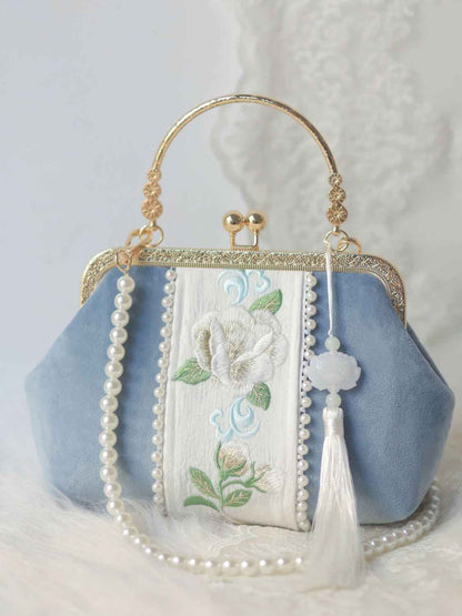 Blue Handmade Embobridery Bag Handmade Embroidery Hanfu/Qipao Cheongsam Bag - Elegant and Practical Accessory with Intricate Traditional Chinese Designs for Fashion-Forward Women - Shop Now