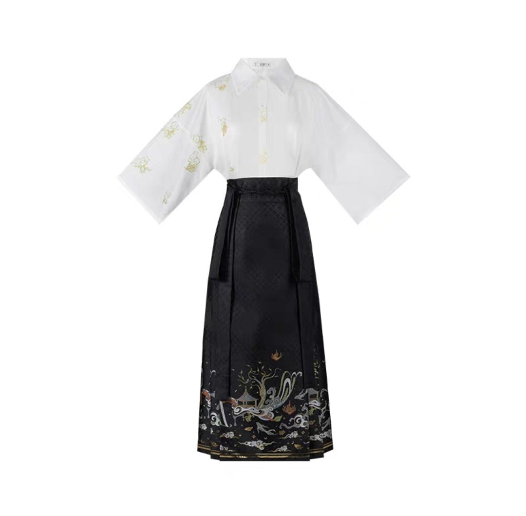 Black modern hanfu set| Ma mian qun|Ming dynasty - Yandan_hanfu_china