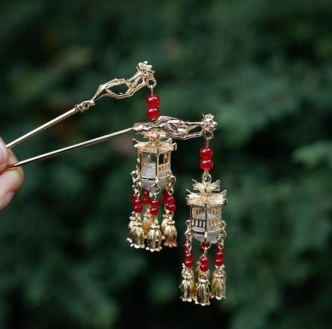 Lotus Shinning tassel hairpin - Yandan_hanfu_china