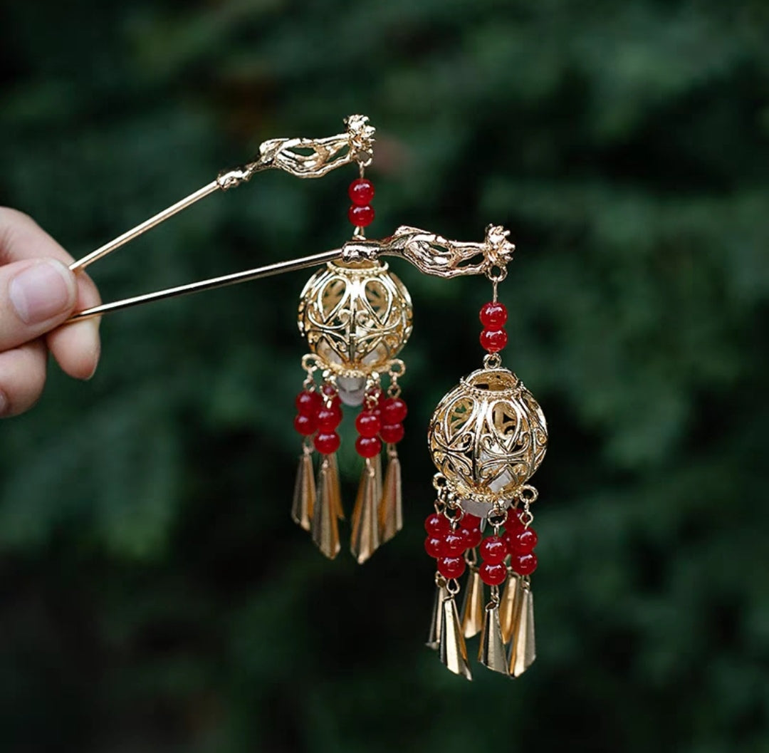 Lotus Shinning tassel hairpin - Yandan_hanfu_china