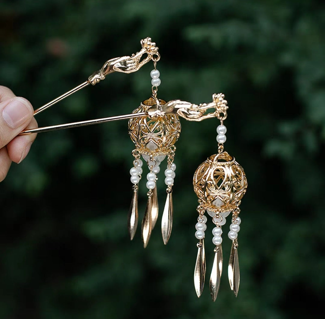 Lotus Shinning tassel hairpin - Yandan_hanfu_china