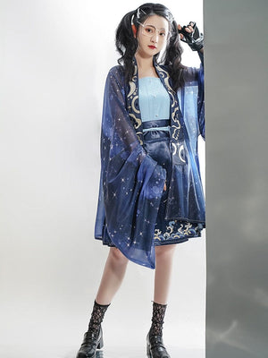 Blue modern hanfu set Yandan_hanfu_china 