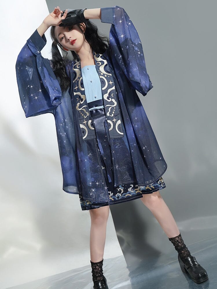 Blue modern hanfu set Yandan_hanfu_china 