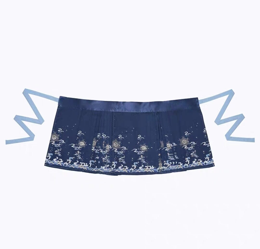 Blue modern hanfu set Yandan_hanfu_china S Skirt 