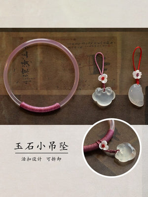 Handmade white\pink chalcedony bracelet Yandan_hanfu_china 