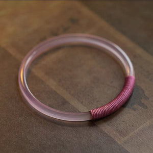 Handmade white\pink chalcedony bracelet Yandan_hanfu_china Pink chalcedony +winding thread 54-56 