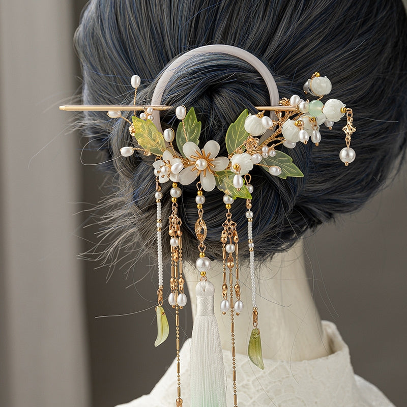 White orchid hairpin - Yandan_hanfu_china