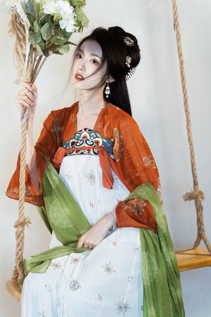Featuring a diverse collection of Hanfu styles, this display presents a blend of traditional and modern elements, from the intricate embroidery of classic Hanfu to contemporary menswear. The assortment includes authentic Tang Dynasty dresses and detailed Ming Dynasty Hanfu, alongside luxurious royal attire and scholar officials' outfits. With a special emphasis on men's Hanfu, the exhibit highlights the rich cultural tapestry of traditional Asian clothing and modern, Asian-inspired fashion